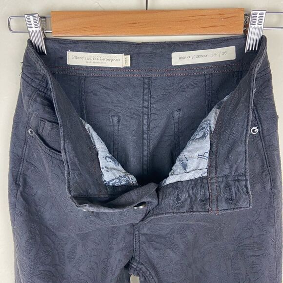 Anthropologie Pilcro Flower-Embroidered High-Rise Skinny Jeans - Washed Black - Picture 8 of 8